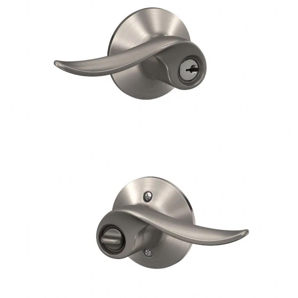 Schlage Sacramento Satin Nickel Keyed Entry Door Lever Handle F51 V SAC 619